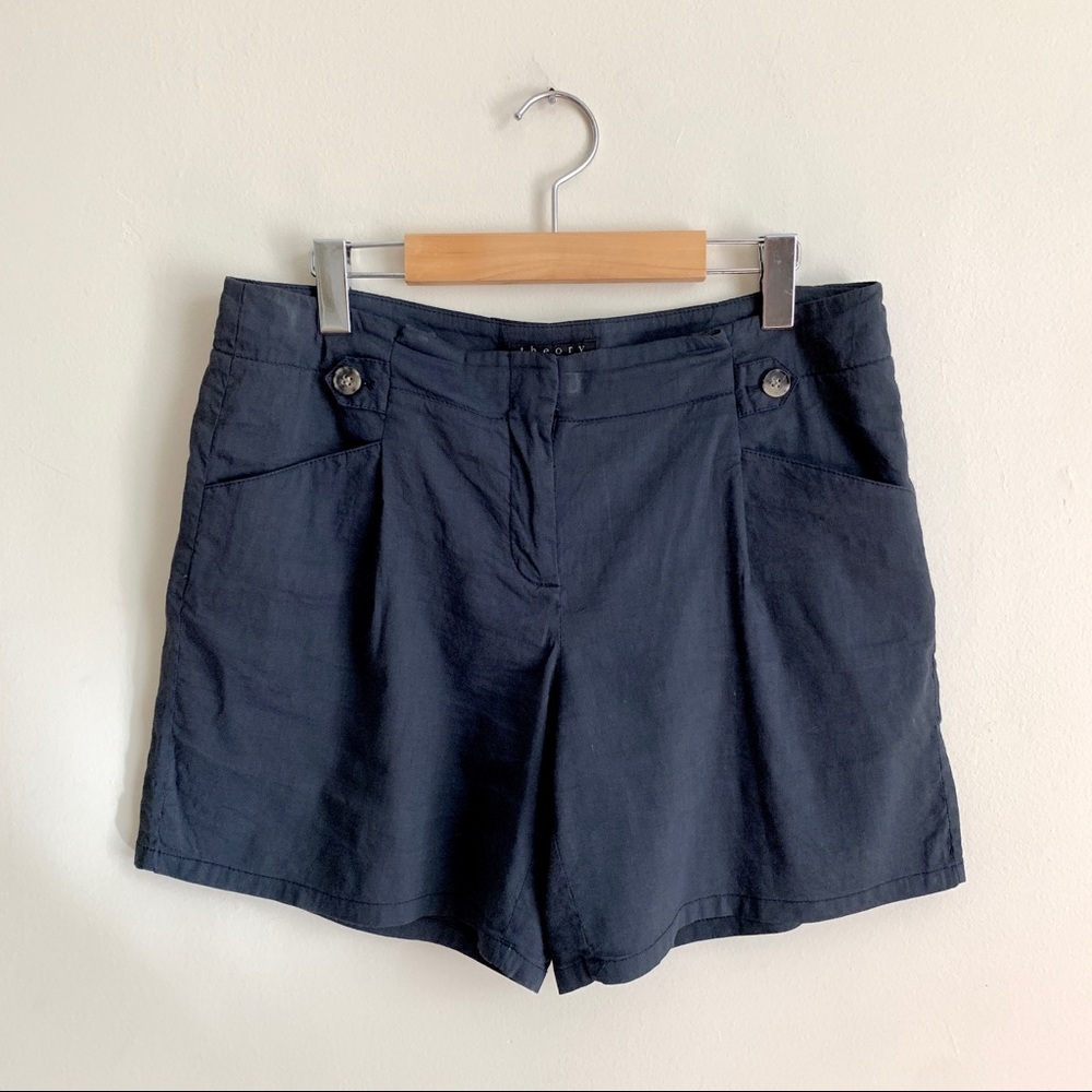 Theory linen blend shorts